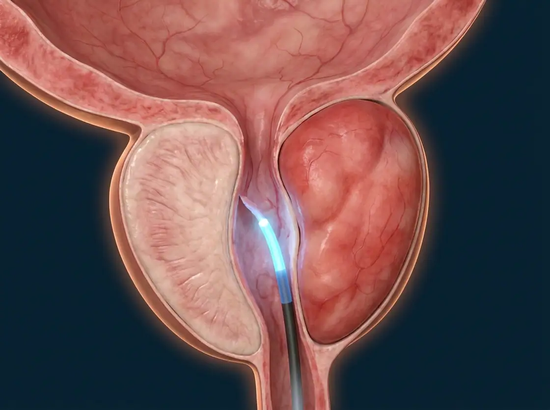 Ilustração — HoLEP — Enucleação Endoscópica da Próstata a Laser