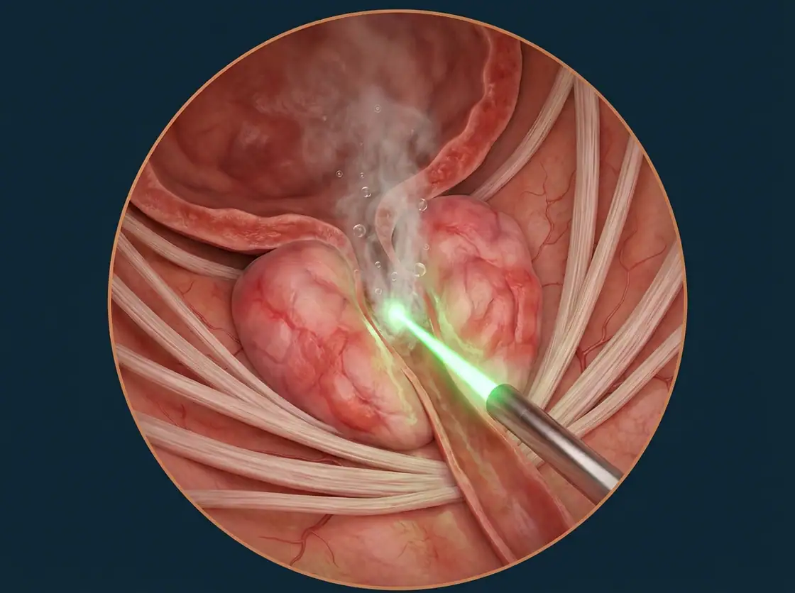 Ilustração — Cirurgia HPB a Laser (GreenLight / Thulium)