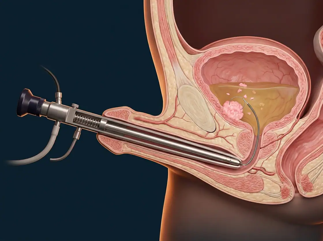 Ilustração — RTU de Bexiga (Ressecção Transuretral de Tumor Vesical)
