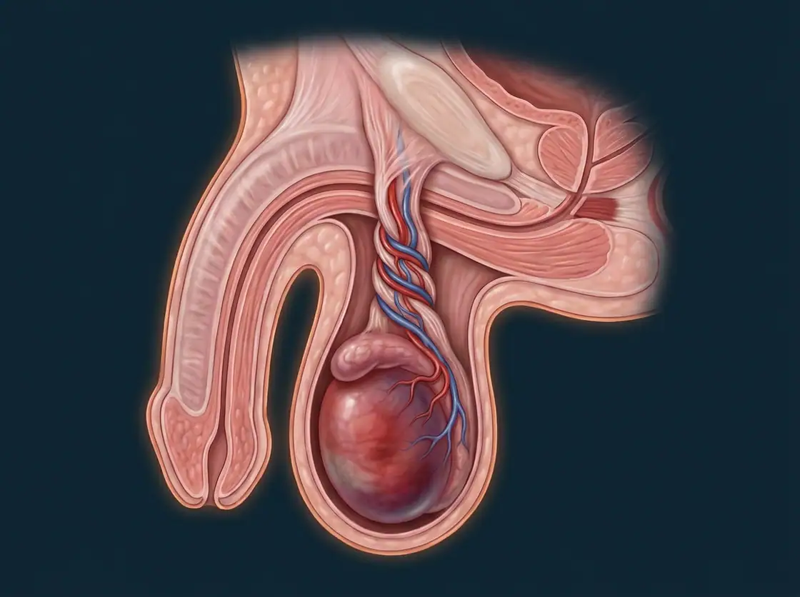 Ilustração anatômica — Torção Testicular